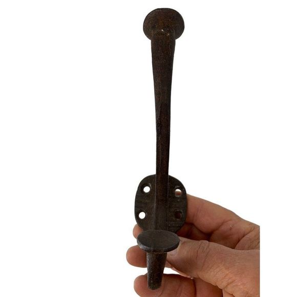 Wall Mount Coat Hook Rusty Forged Iron 5.5" high Heavy Duty 3718 - Picture 7 of 7
